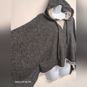 Mimi Chica M Grey Oversized Hoodie Poncho Style W Bat Sleeve Boxy Fit